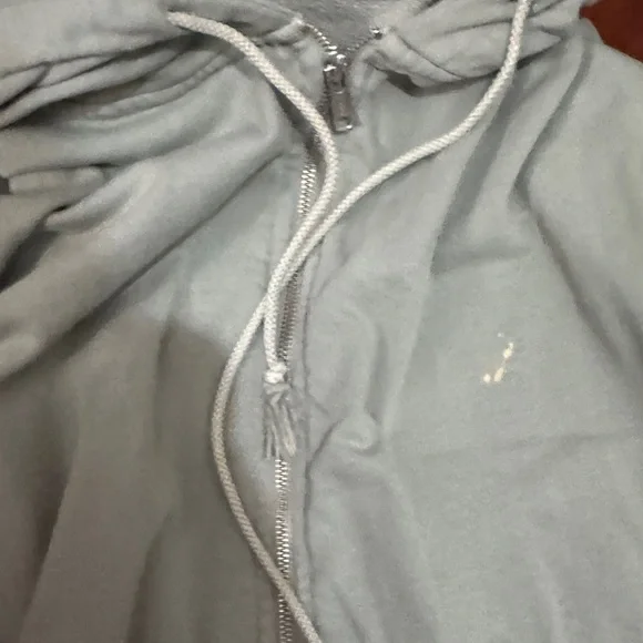 Brandy Melville Green Zip-Up Hoodie. *Bleach stains* - Picture 6 of 10